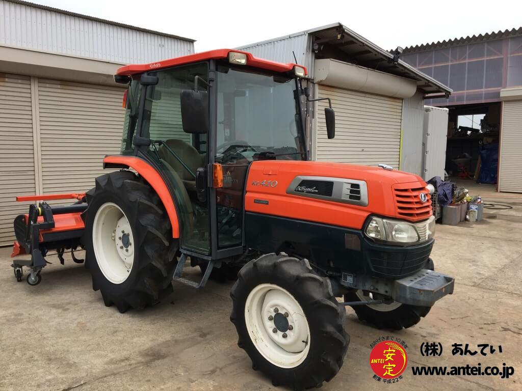 【SOLD　OUT】クボタ　トラクター　KL410H　キャビン　ハイスピード　1200時間　逆転　水平　41馬力　【農機具でっく】【茨城】【トラクター】 41馬力トラクタークボタKL410Hハイスピードエアコンキャビン。 ⚙ 中古